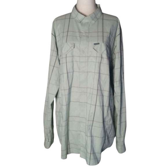 Columbia Sage Green Plaid Omni-Shade Long Sleeve Ventilated Button Up Size XL - Picture 1 of 9